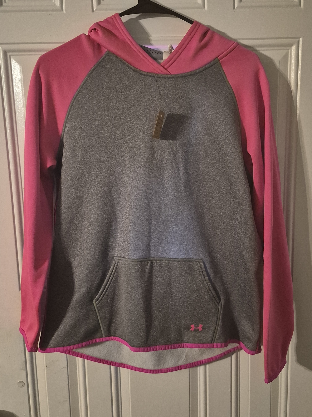Under Armour Gray Hoodie with Pink Raglan Sleeves